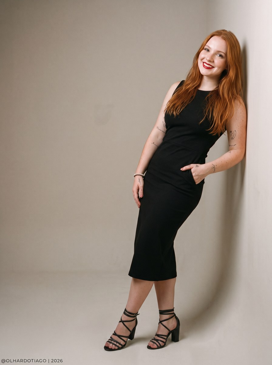 Black-and-White Studio Portrait with Dynamic Pose output 4