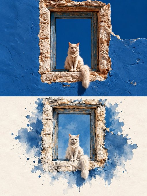 Split Photo and Minimalist Ink-Wash Composition output 2