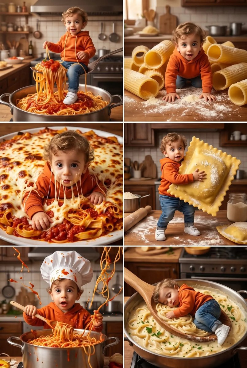 Toddler's Giant Pasta Adventure Collage