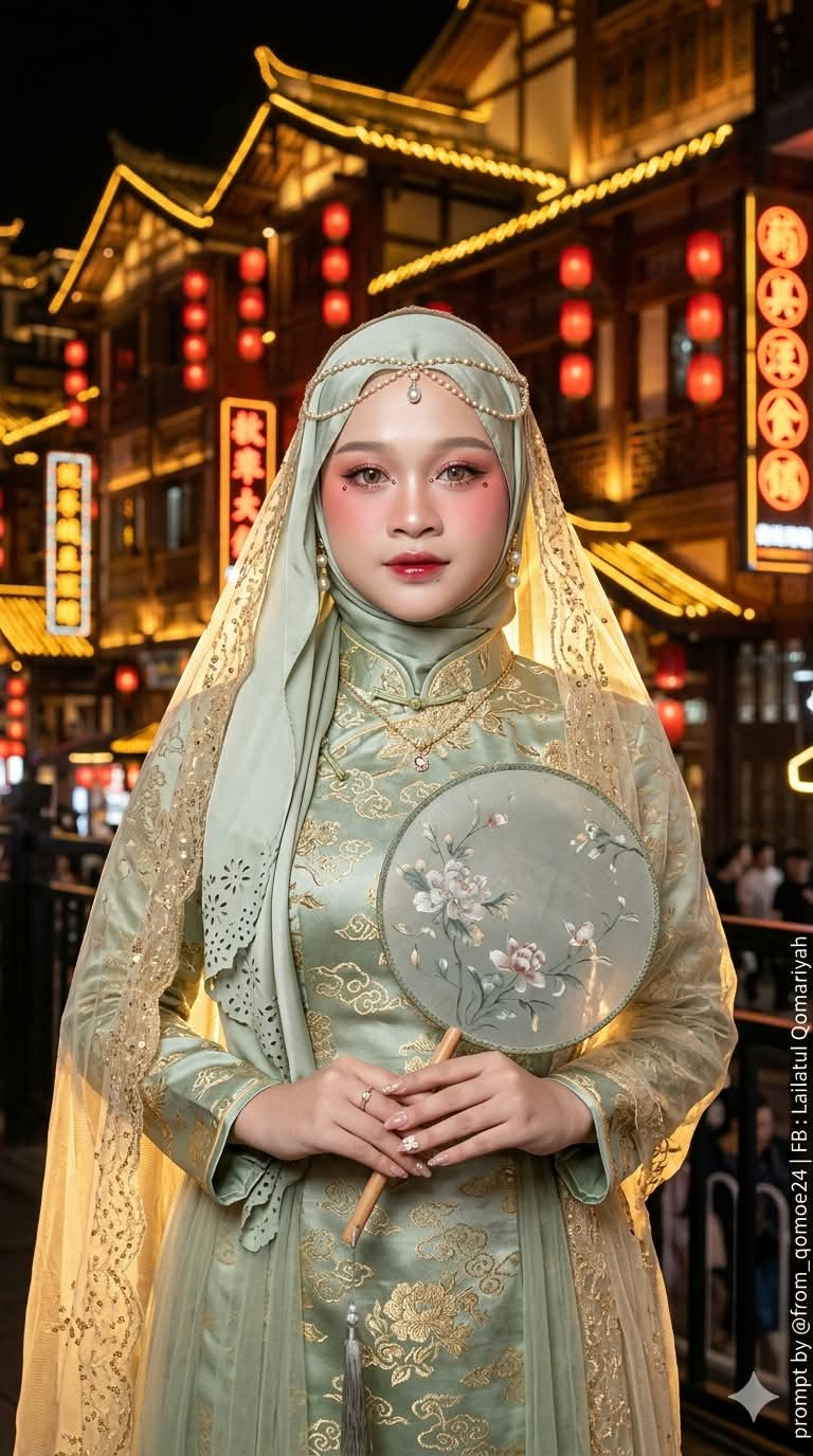 Chinese Bridal Portrait in a Chongqing Nightscape output 2