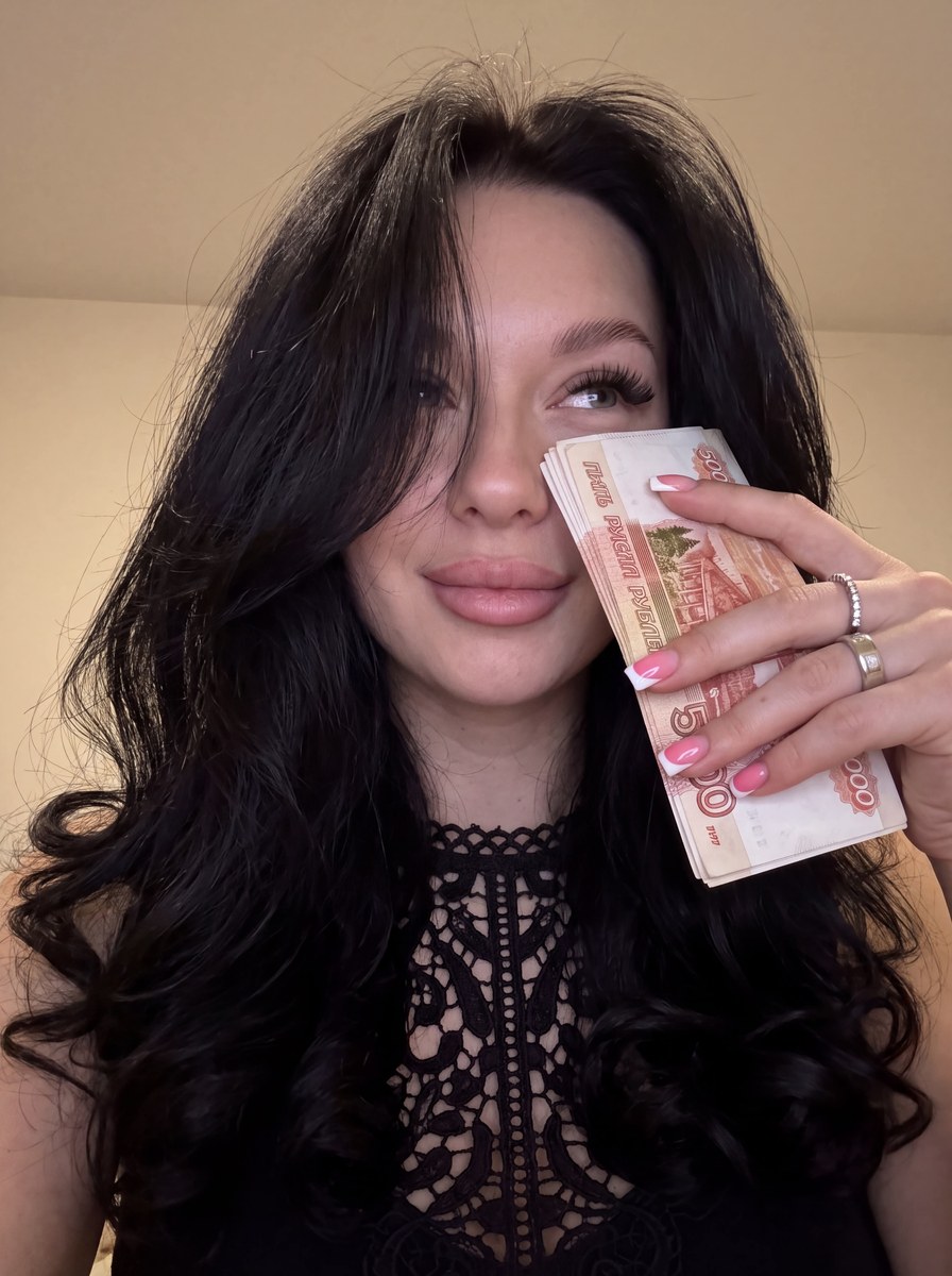 Photorealistic Low-Angle Selfie with a Playful Money Gesture output 1