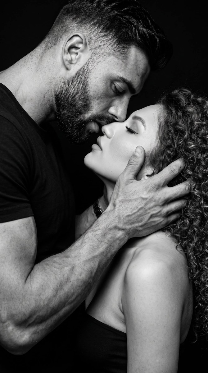 High-Contrast Black-and-White Couple Portrait output 2