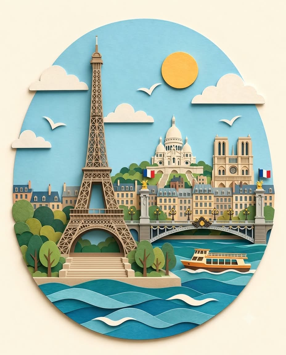 Layered Paper-Cut Destination Diorama output 2