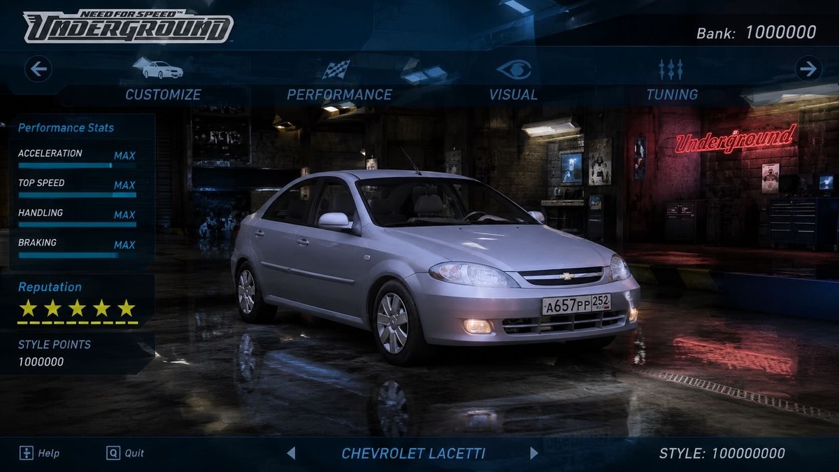 Car Photo as a Need for Speed Underground Garage Screen output 2