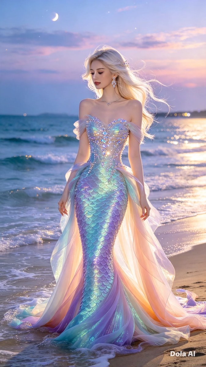 Ethereal Gown on a Moonlit Beach output 2