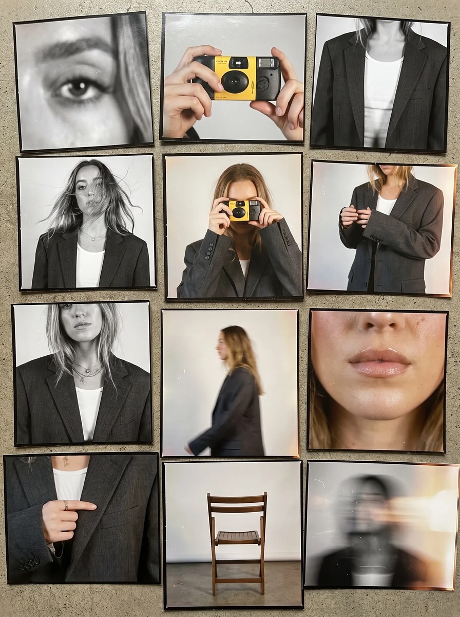 Analog Film Contact Sheet of an Unposed Young Woman