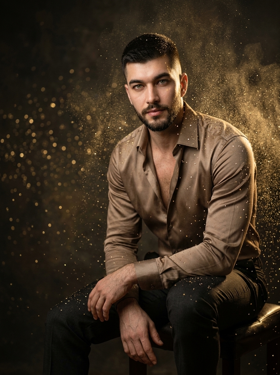 Golden Noir Luxury Portrait with Maximum Gold Sparkle output 3