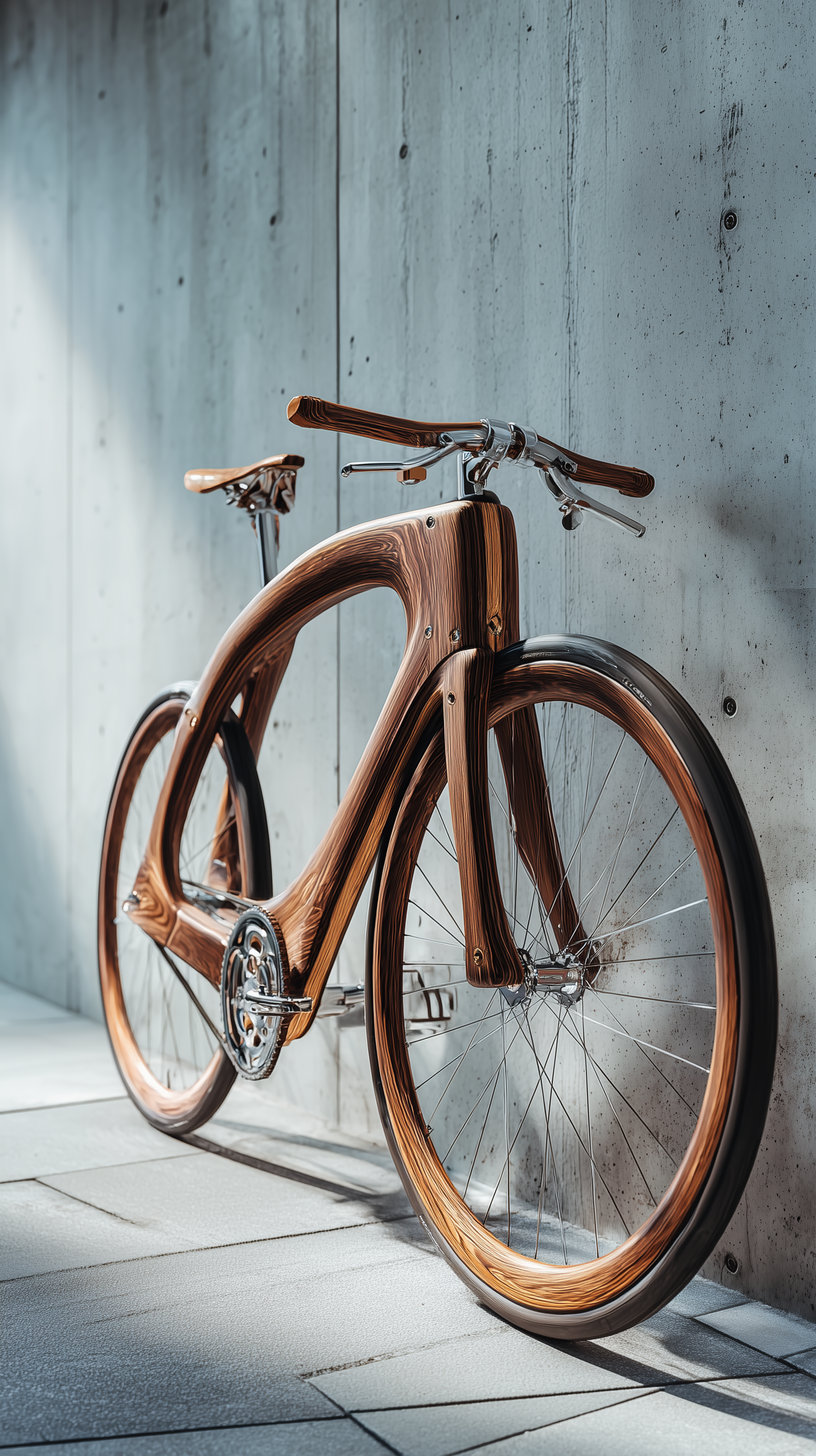 Photorealistic Mahogany Urban Bicycle Image Prompt