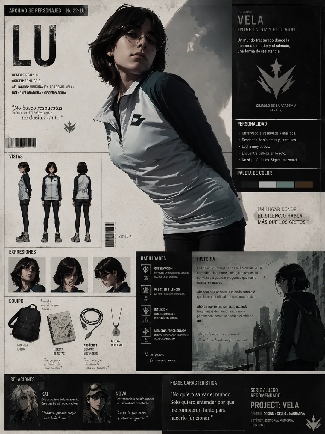 Anime Character Sheet in a Fitting Fictional Universe