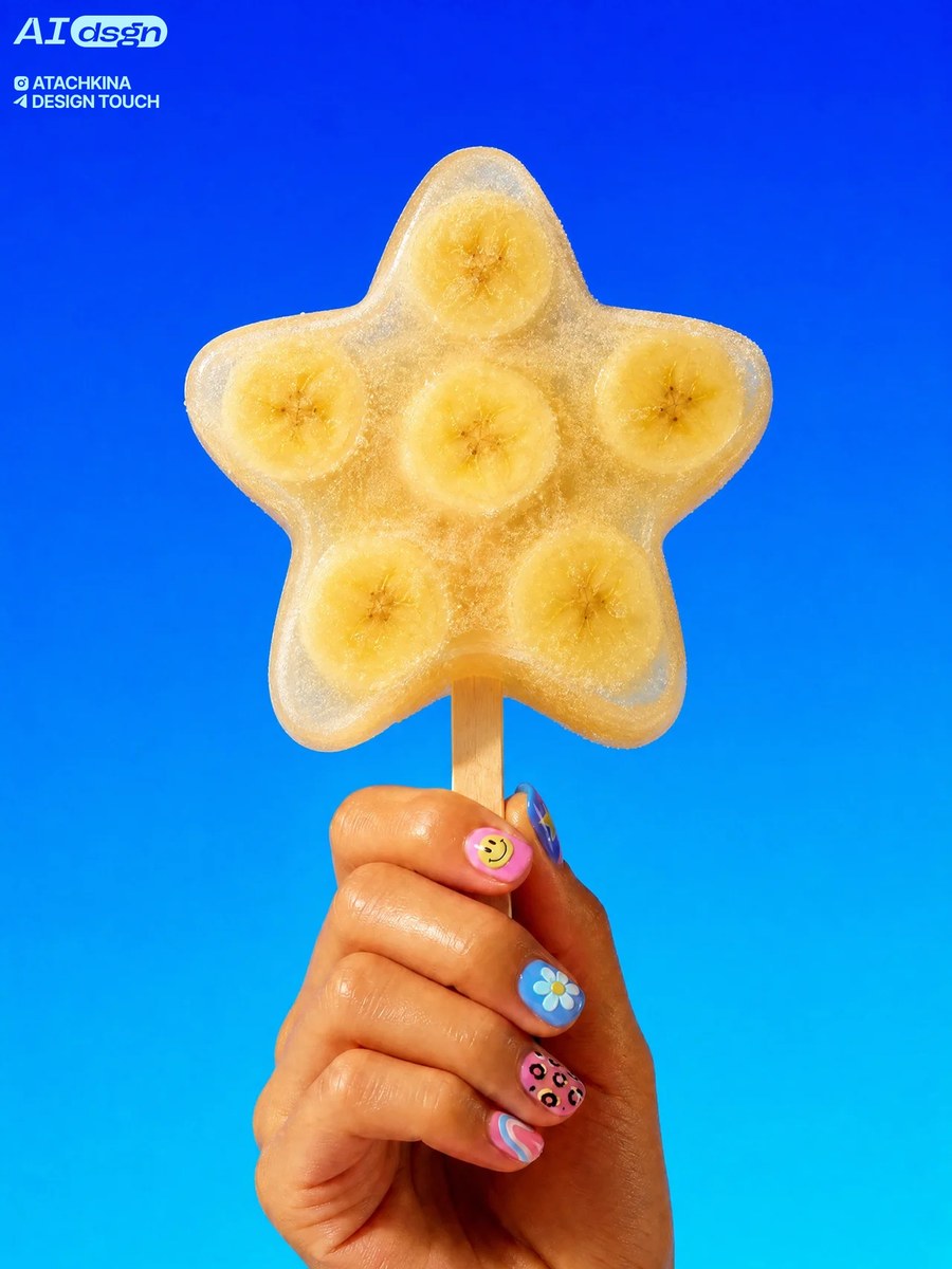 Banana Popsicle on an Electric Blue Background output 3