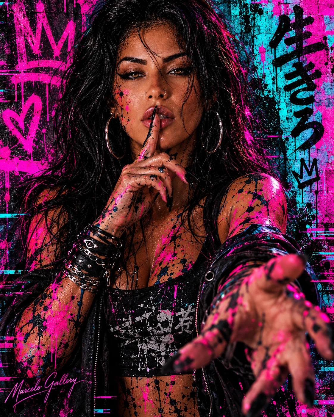 Neon Cyberpunk Graffiti Portrait output 1