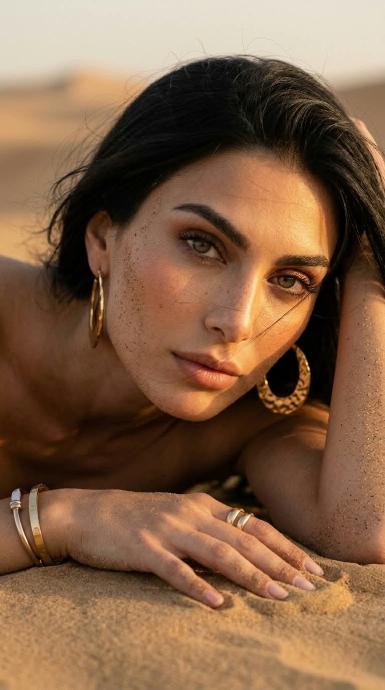 Wind-Swept Golden-Hour Dune Portrait output 1