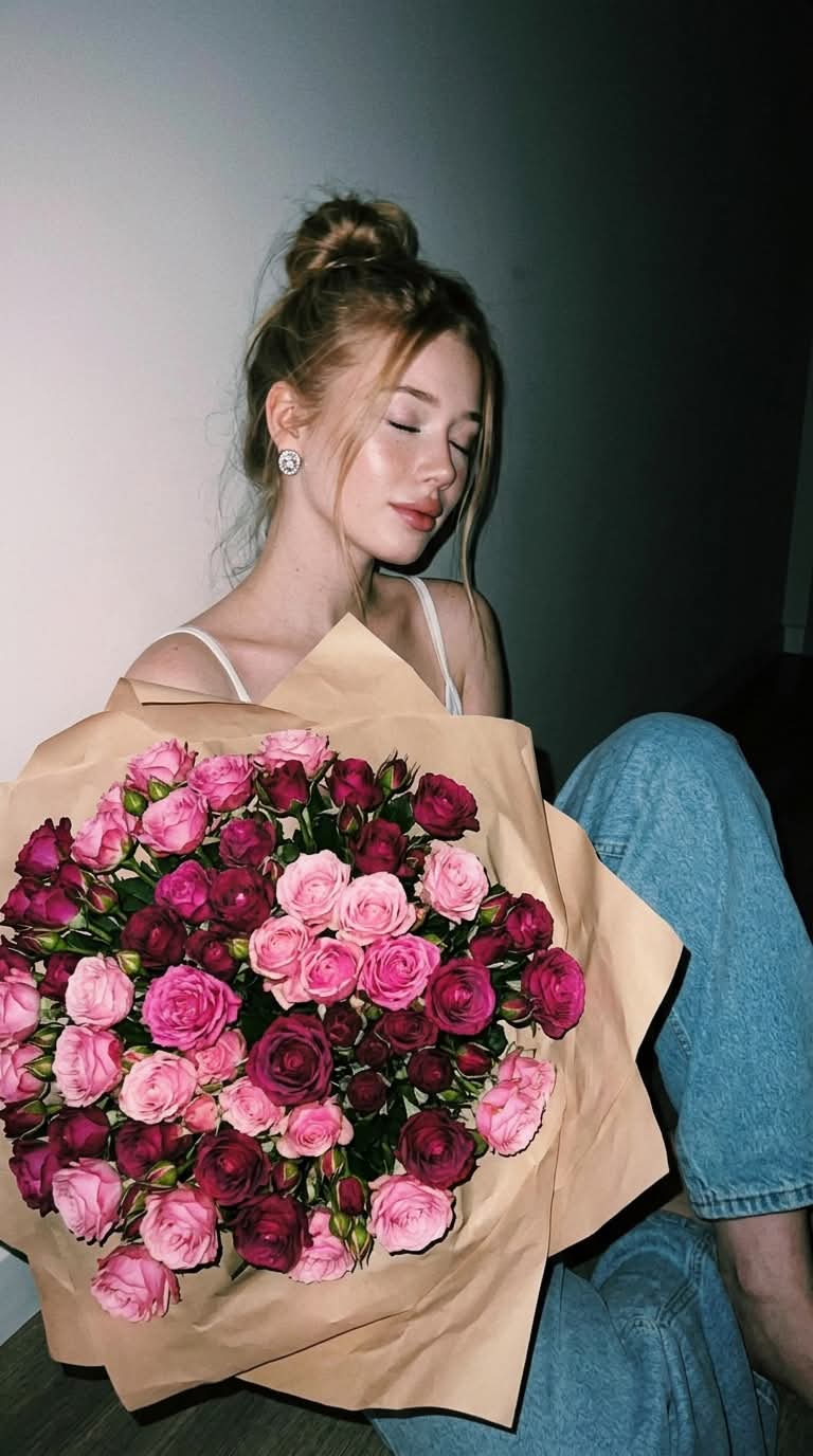 Flash-Lit Night Portrait with a Giant Rose Bouquet output 1