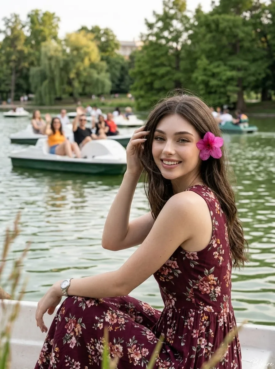 Lakeside Portrait with a Pink Flower output 9