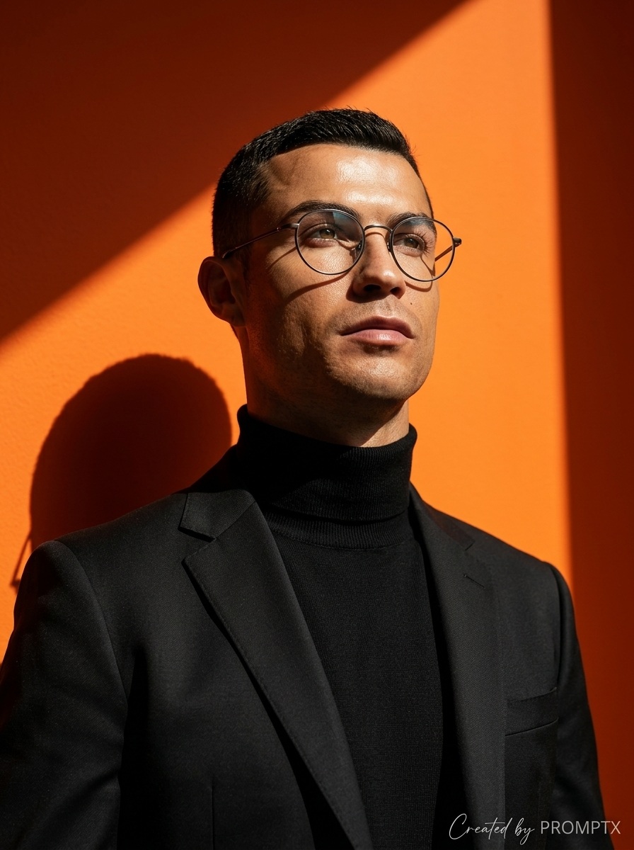 Cinematic Portrait Against a Vivid Orange Wall output 3