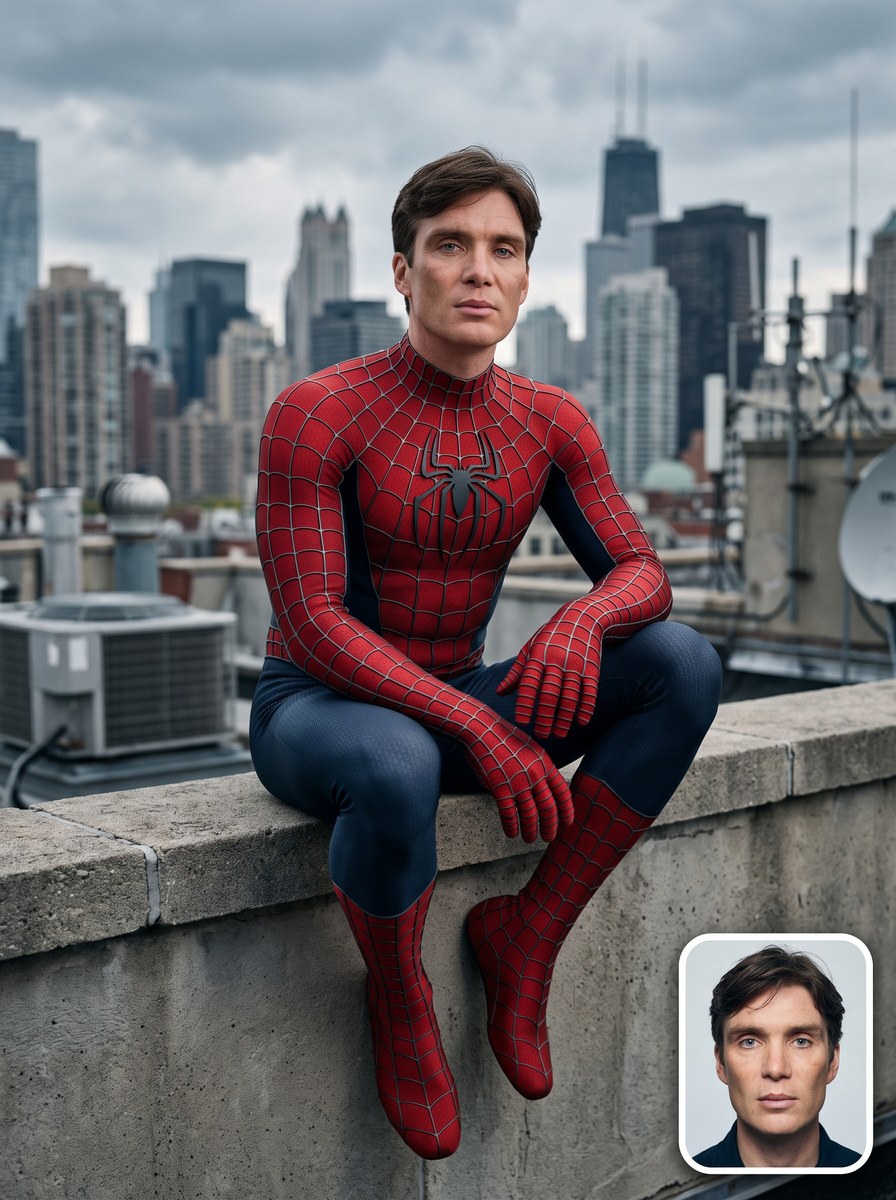 Photorealistic Rooftop Spider-Suit Portrait output 5