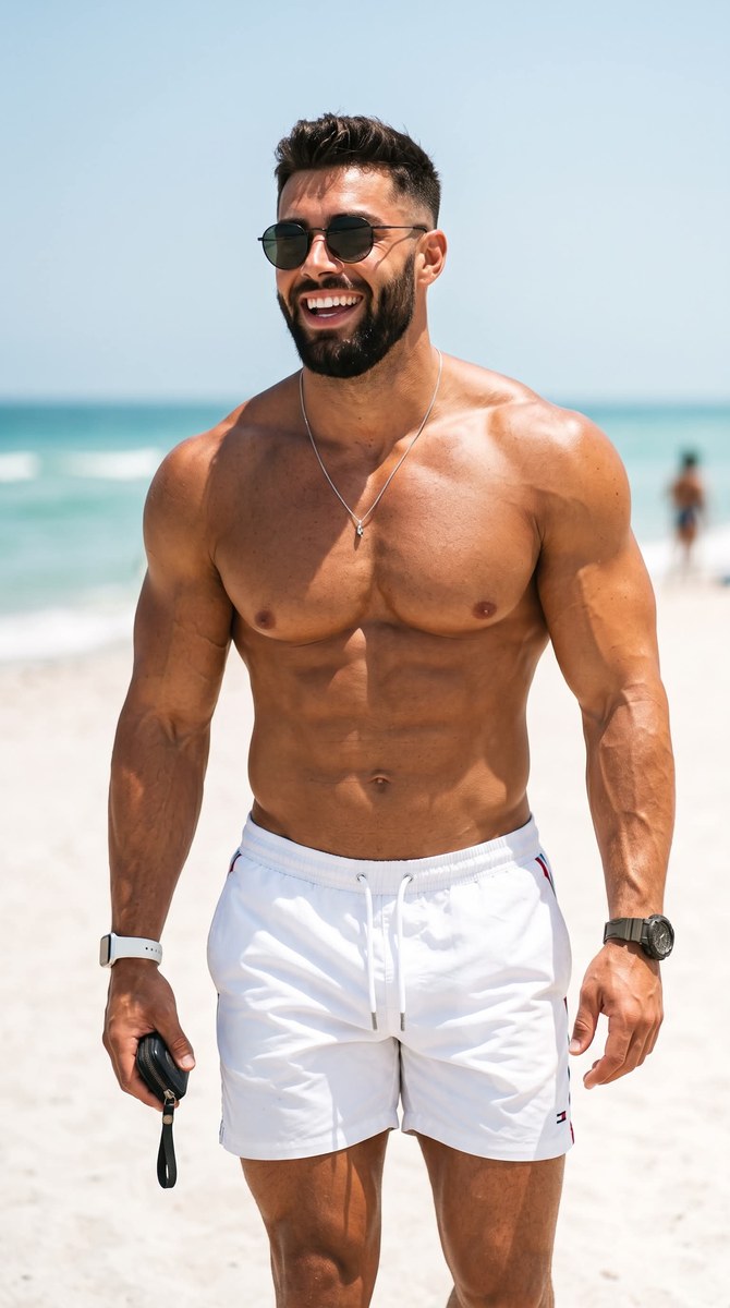 Realistic Muscular Man’s Beach Portrait output 2