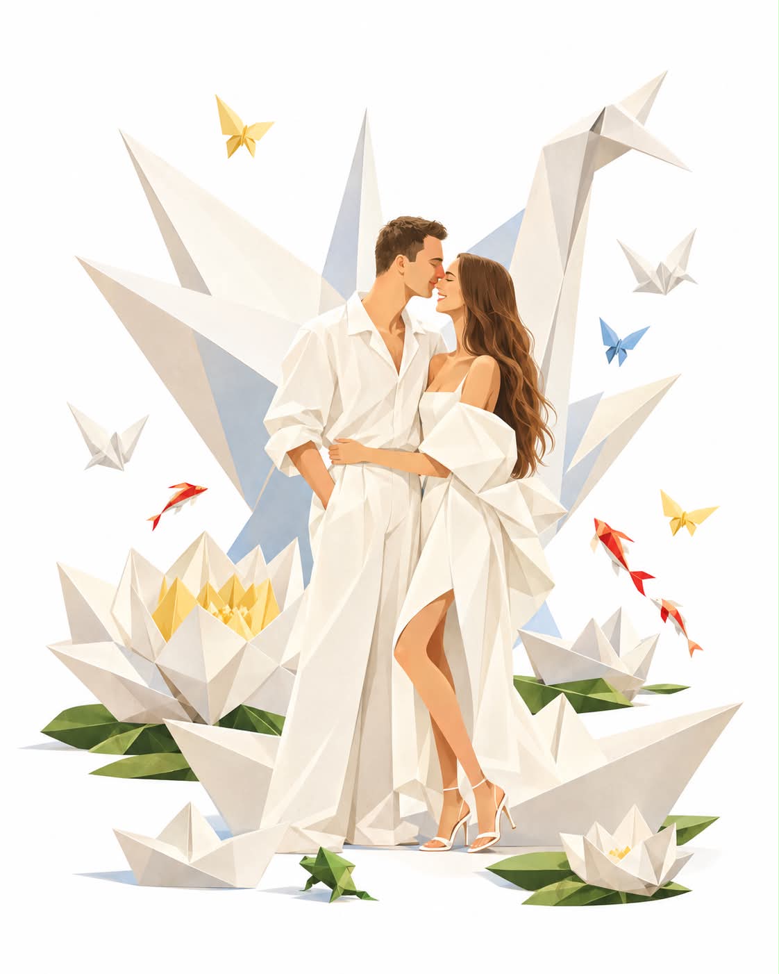 Surreal Origami Fashion Illustration output 3