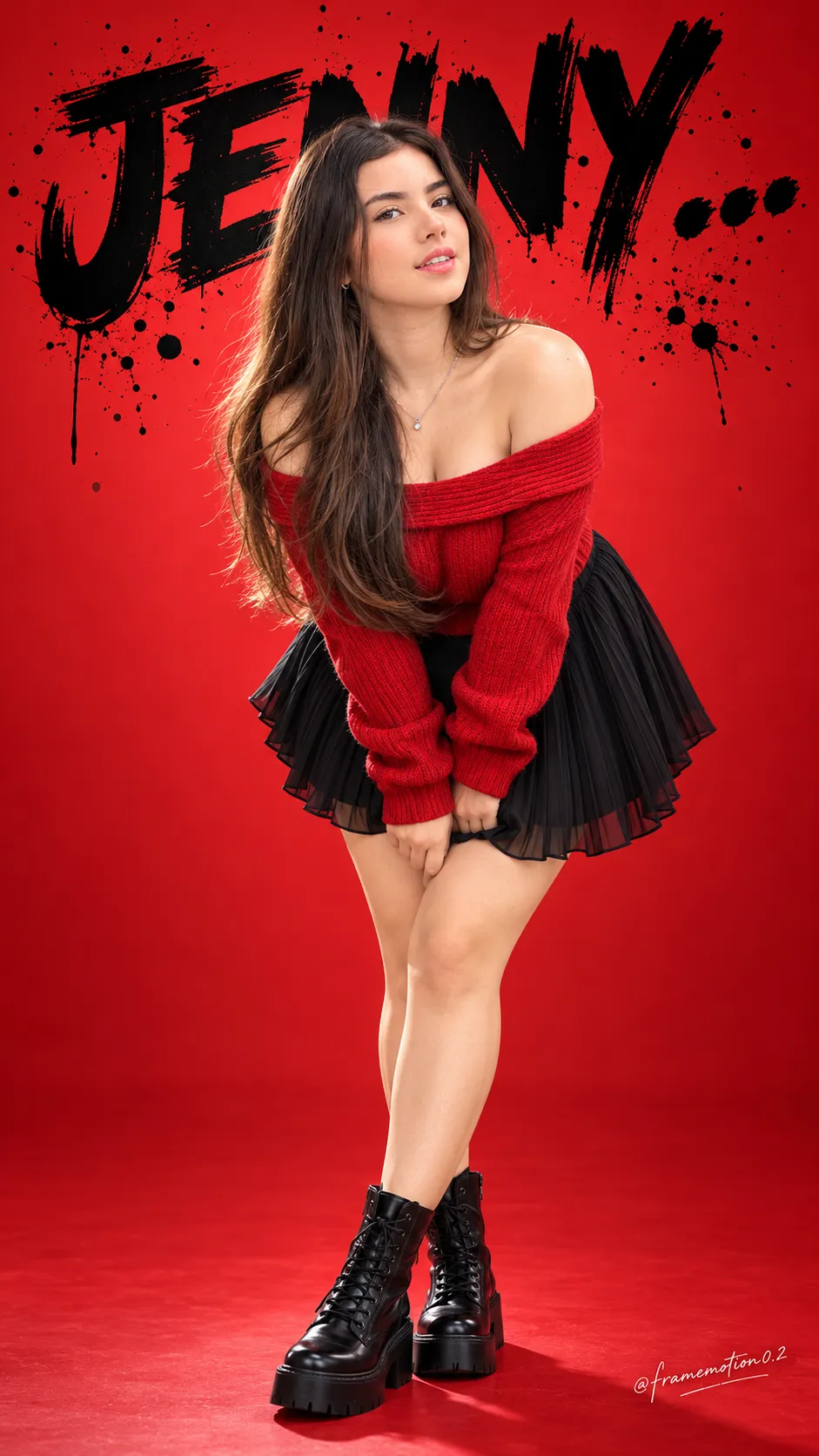 Cinematic Red Portrait with Jenny Typography output 1