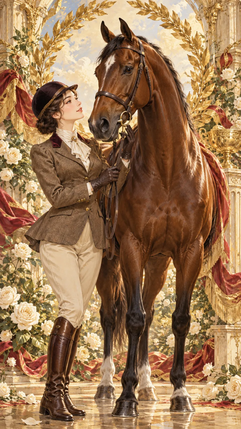 1940s Equestrian Elegance with a Thoroughbred
