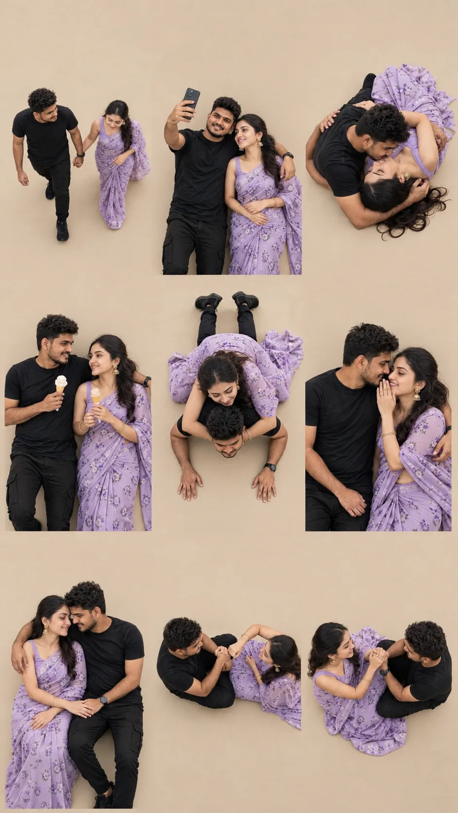 Lavender Romance: Young Couple Photo Collage