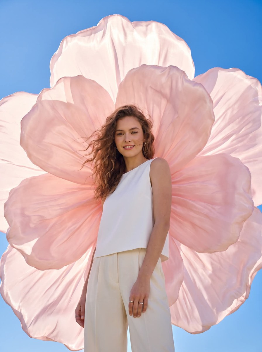 Satin Flower Fashion Editorial Portrait
