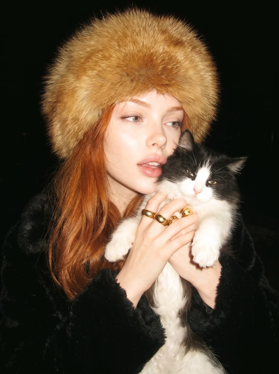 Early-2000s Flash Portrait with a Cat
