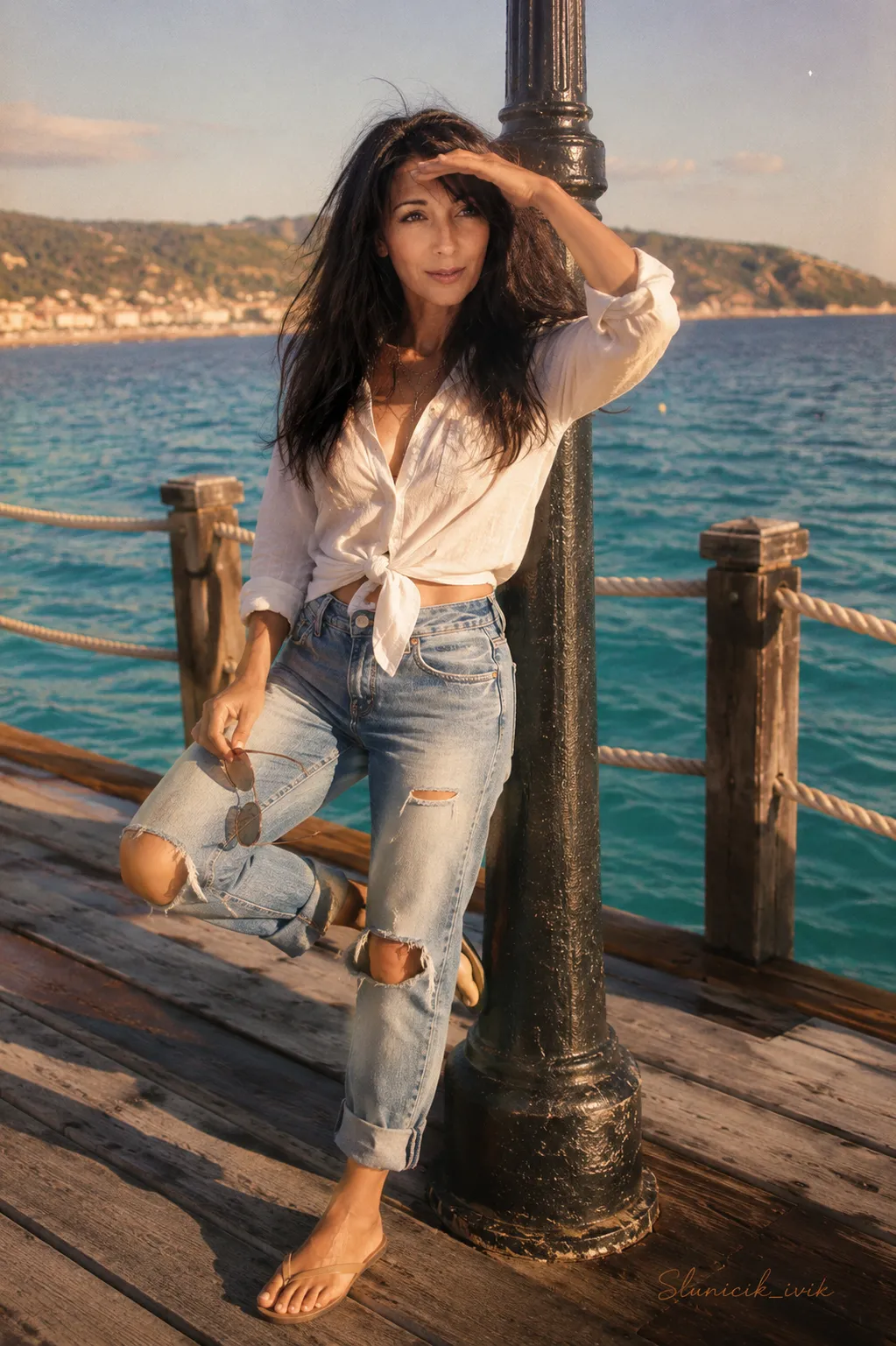 Vintage Mediterranean Pier Portrait