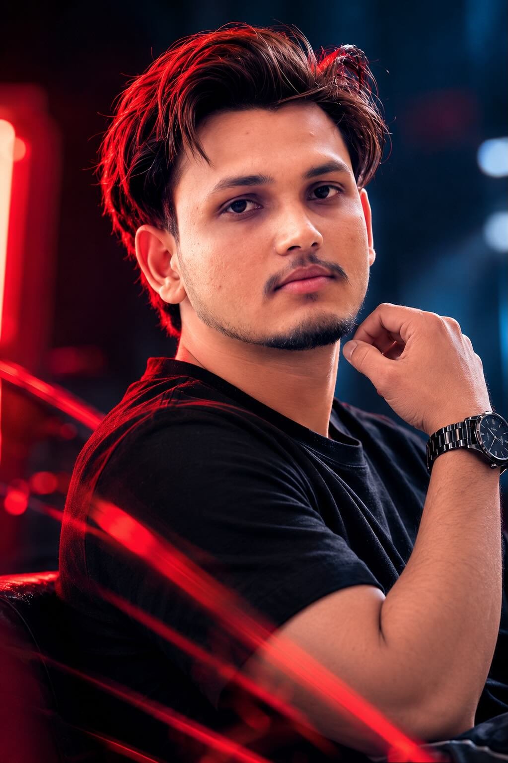 Cinematic Red-and-Blue Portrait of Arthur Ferreira