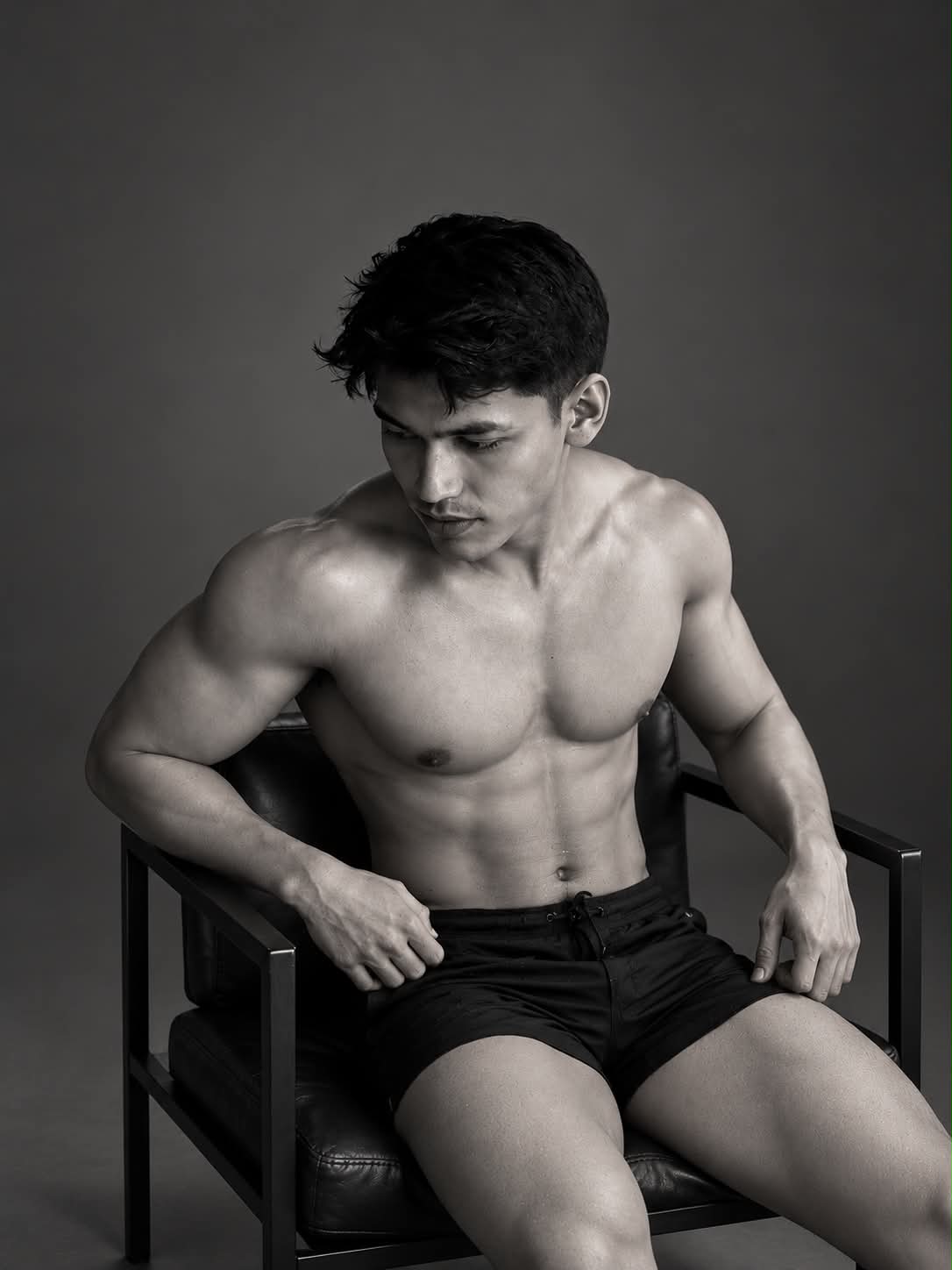 Black-and-White Fitness Studio Photo Edit