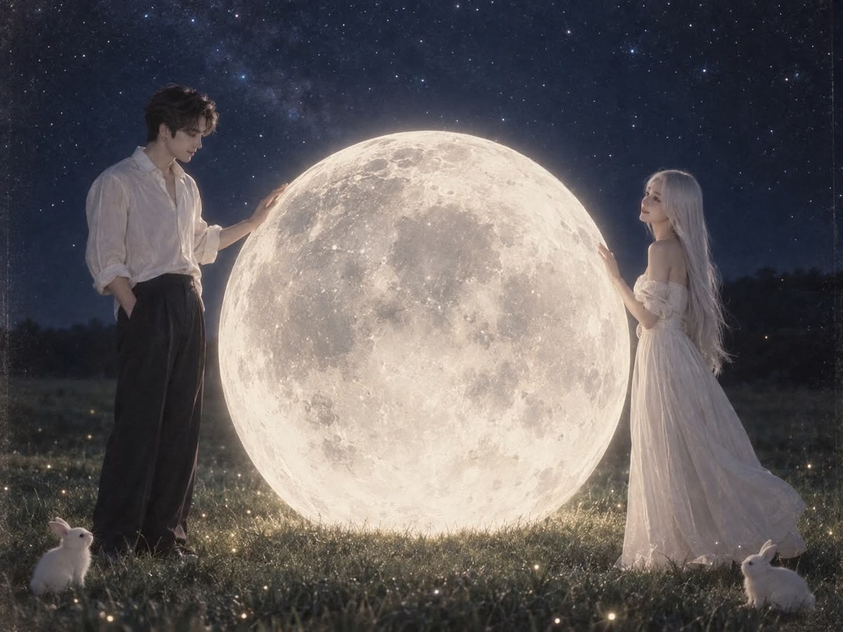 Romantic Couple Beneath a Giant Full Moon output 2