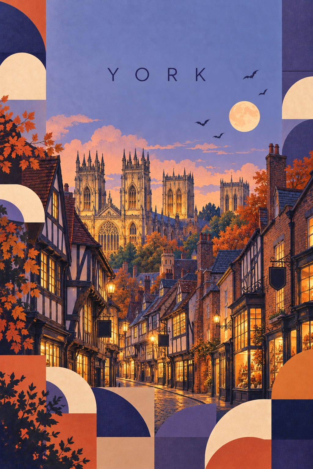 Halloween Geometric Travel Art Poster output 2