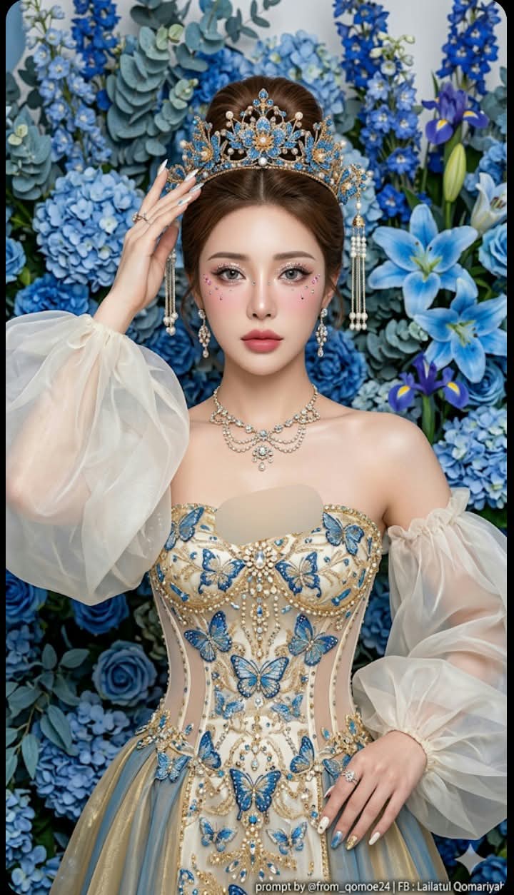 Blueming: Blue Floral Chinese Couture Portrait output 2