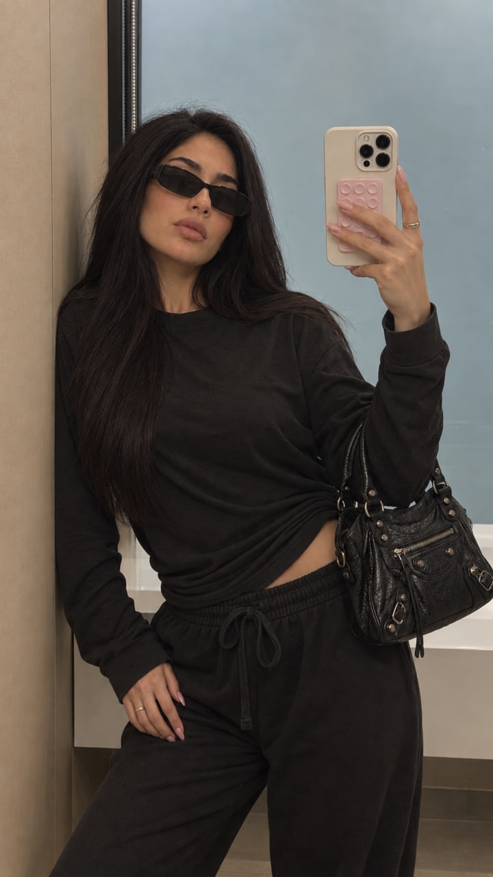 All-Black Bathroom Mirror Selfie output 3