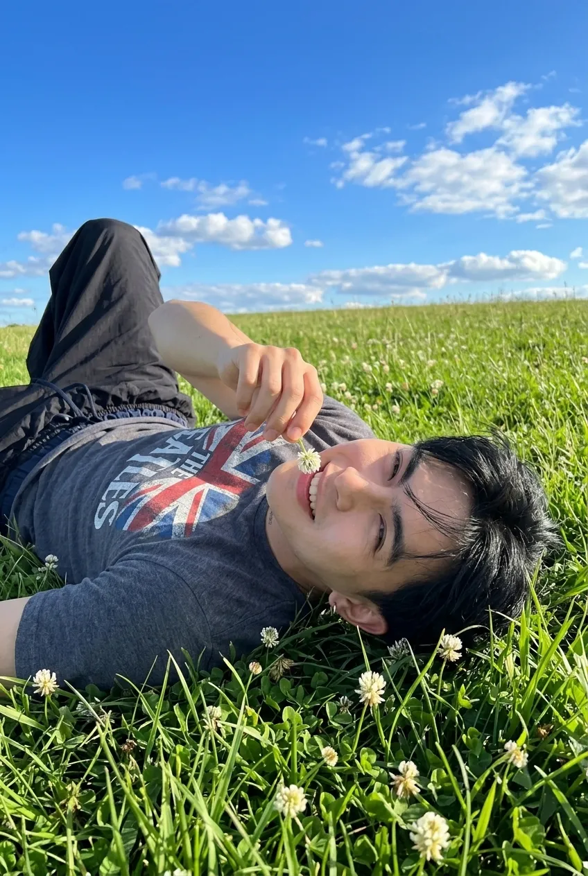 Photorealistic Meadow Portrait of a Young Man output 3