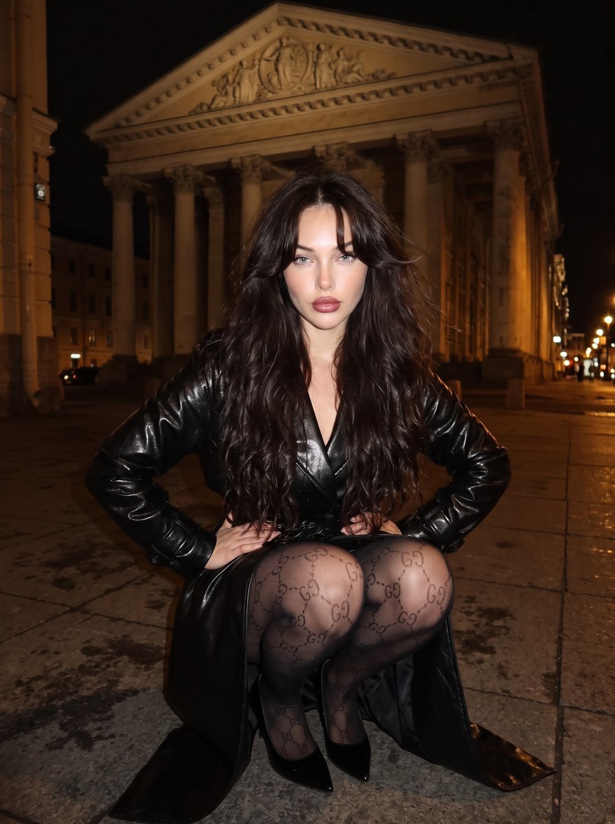 Golden-Flash Night Portrait in Saint Petersburg