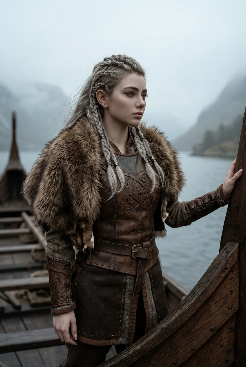 Photorealistic Nordic Shieldmaiden Editorial Portrait output 10