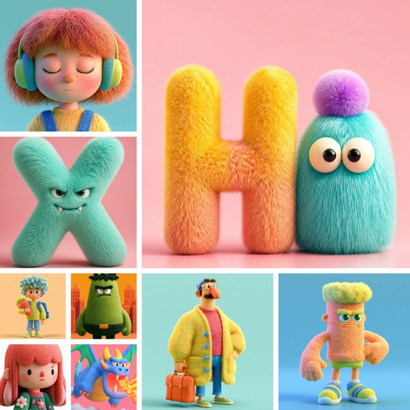 Photorealistic 3D Knitted Character Render
