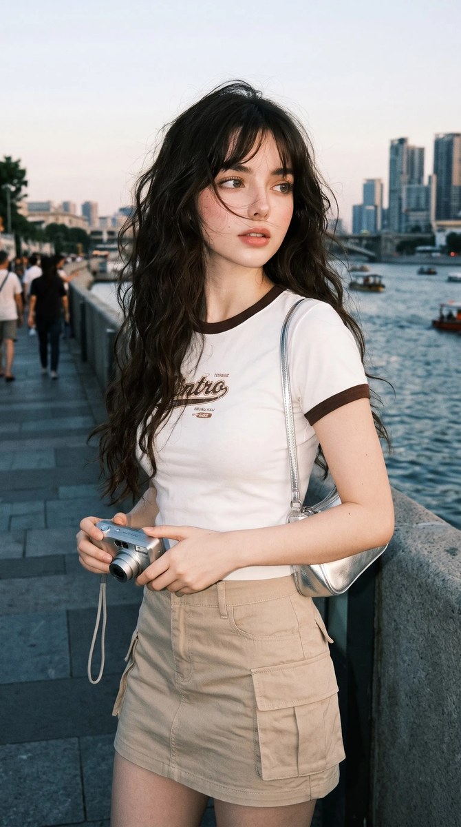 Y2K Riverside Candid Portrait