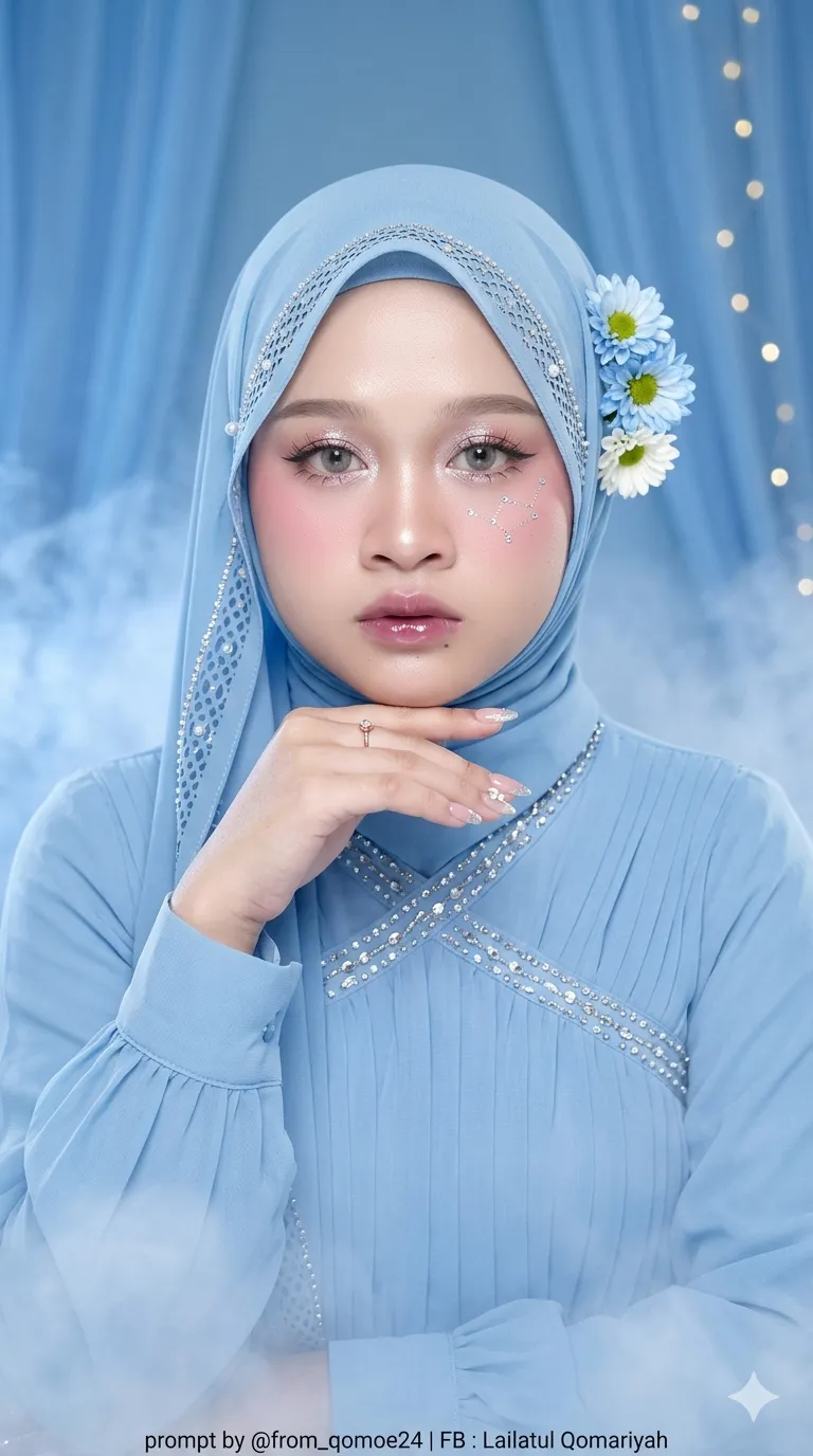 Ethereal Blue-Hijab Studio Portrait output 2