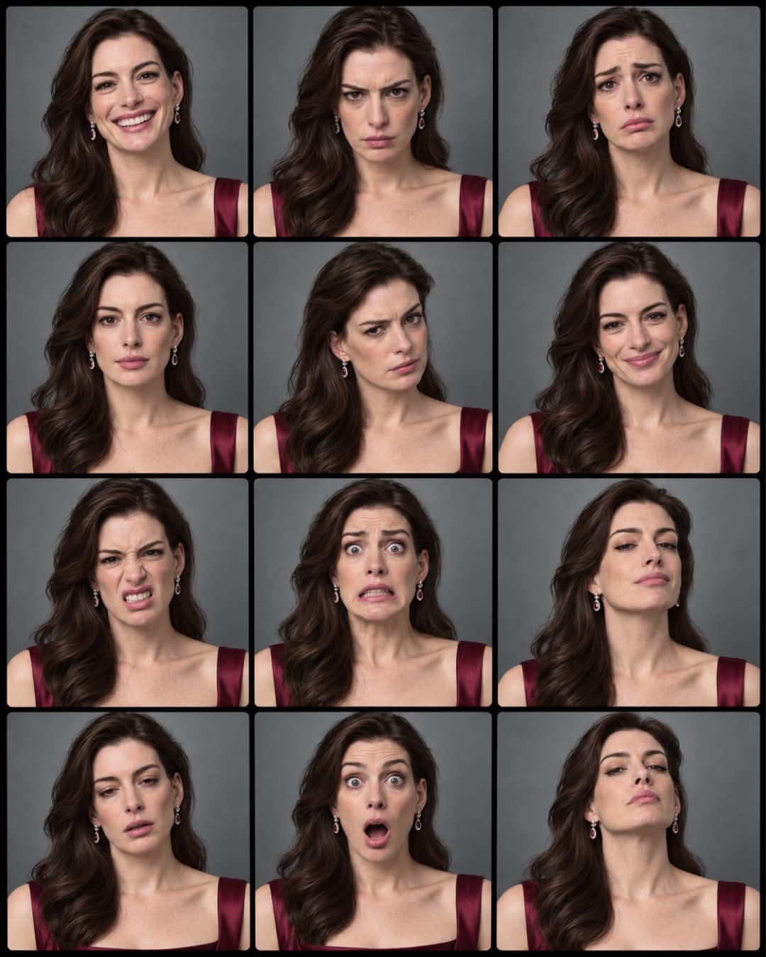 Photorealistic 12-Expression Portrait Contact Sheet output 7