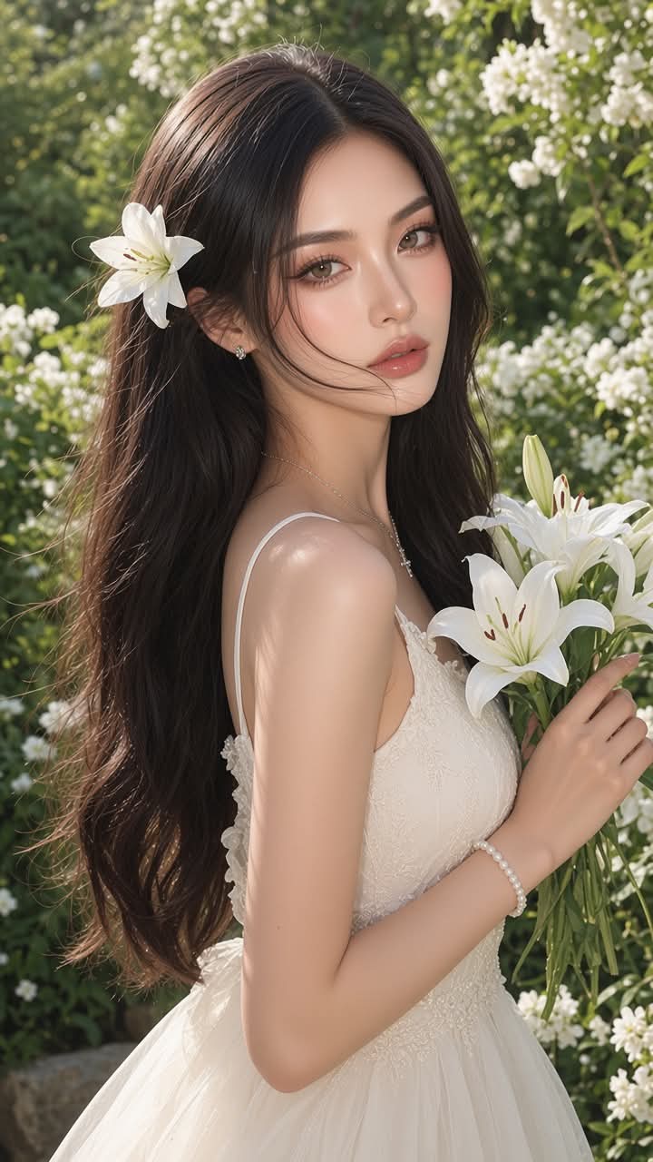 Y2K White Lily Garden Portrait output 8