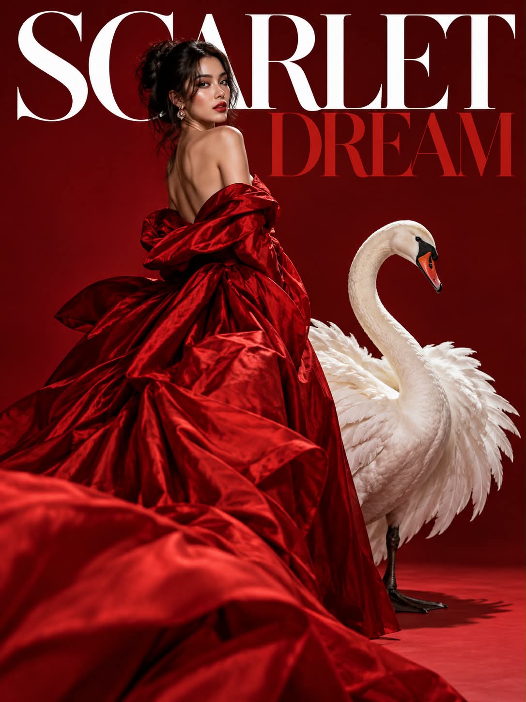 Luxury Fashion Campaign on a Crimson Studio Set output 6