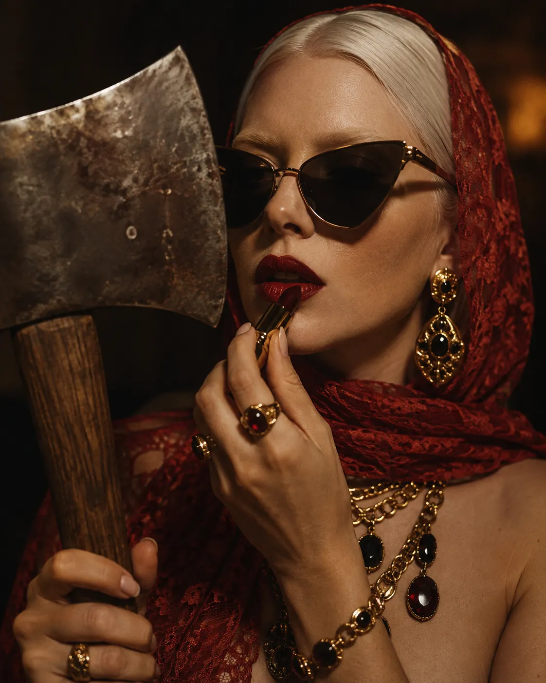 Crimson Edge | Golden Shadow — Noir Beauty Editorial output 2