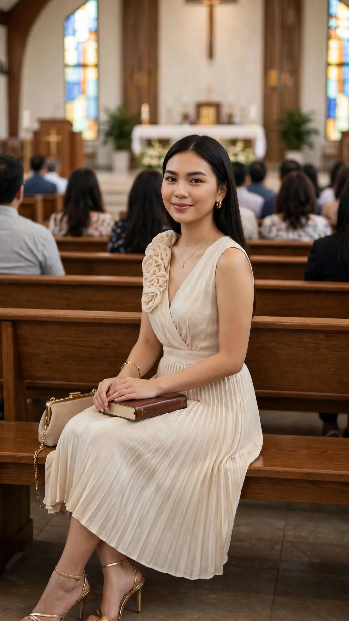 Young Woman Walking Toward a Church output 4