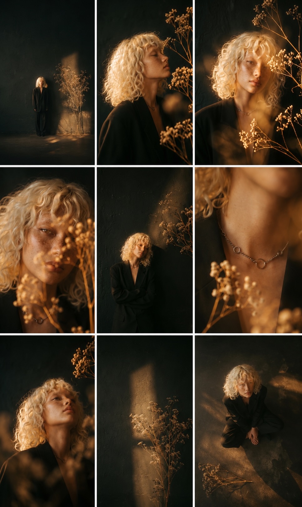 Dreamcore Portrait with Warm Light and Dried Branches output 2