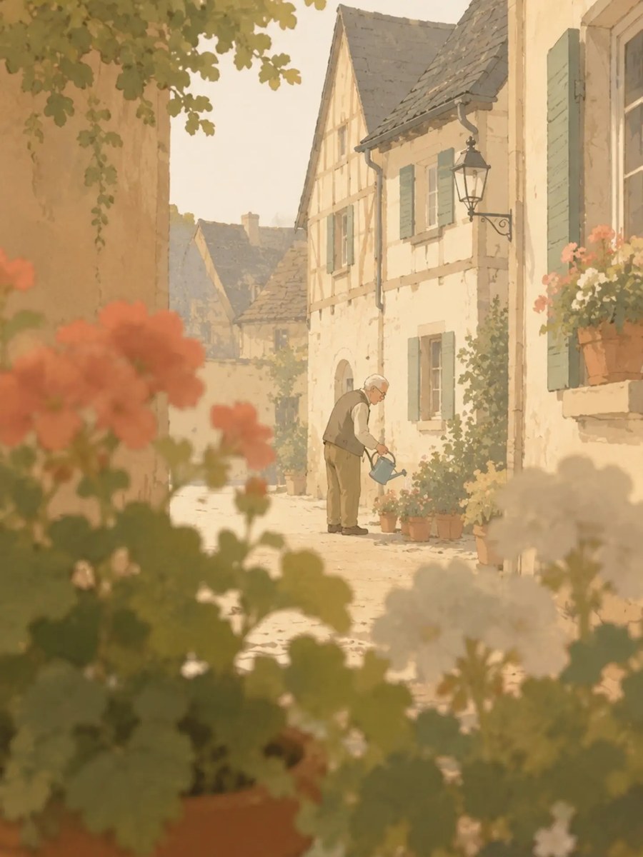 Misty Alsace Watercolor Landscape output 2