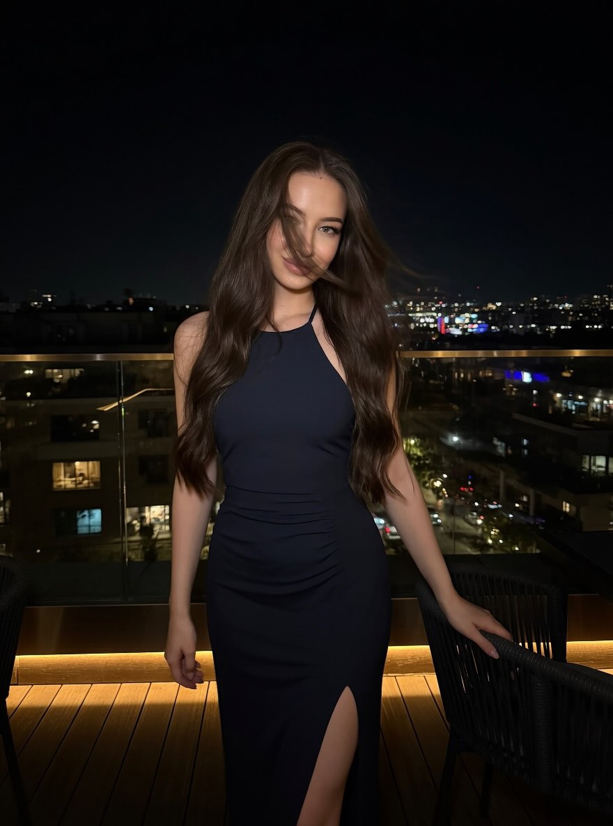 Photorealistic Rooftop Night Fashion Portrait