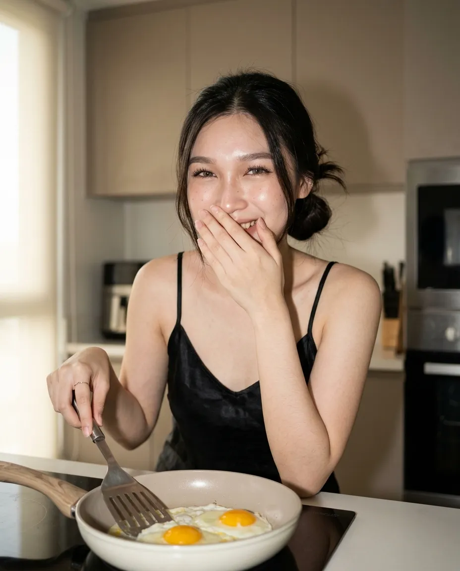 Candid Breakfast Portrait in a Minimalist Kitchen output 3