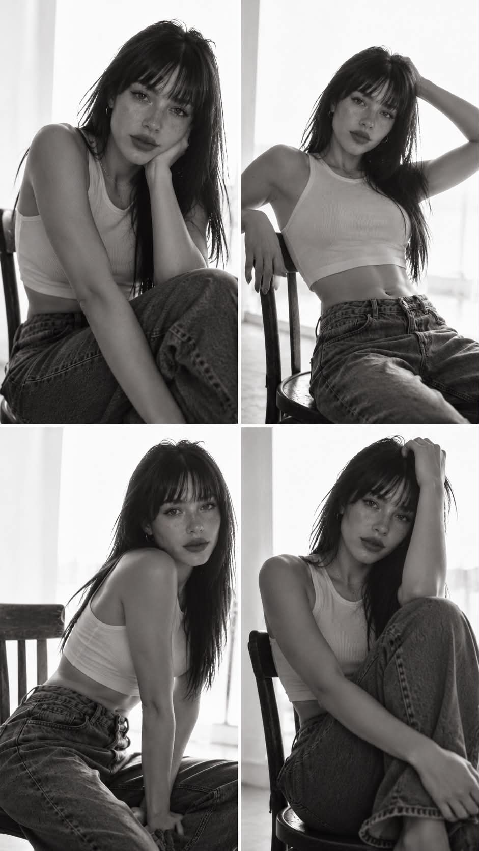 Black-and-White Fashion Portrait on a Vintage Chair output 3